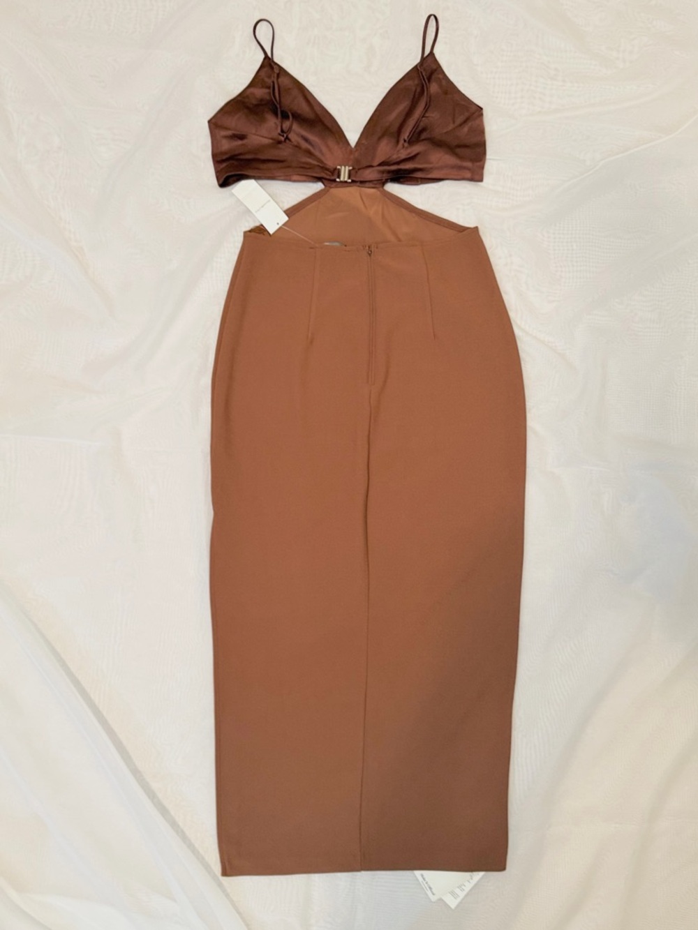 *NWT* A&F Mixed Fabric Midi Dress- Brown, Size: M - Picture 3 of 8